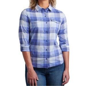 Kuhl Shirt The Kamp Long Sleeve Blue Plaid Checks Women’s XL LIKE NEW